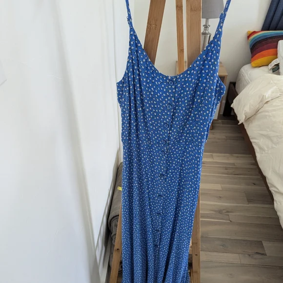 Rollas Brand Blue Tulips Button-Down Dress, XS - Picture 3 of 10